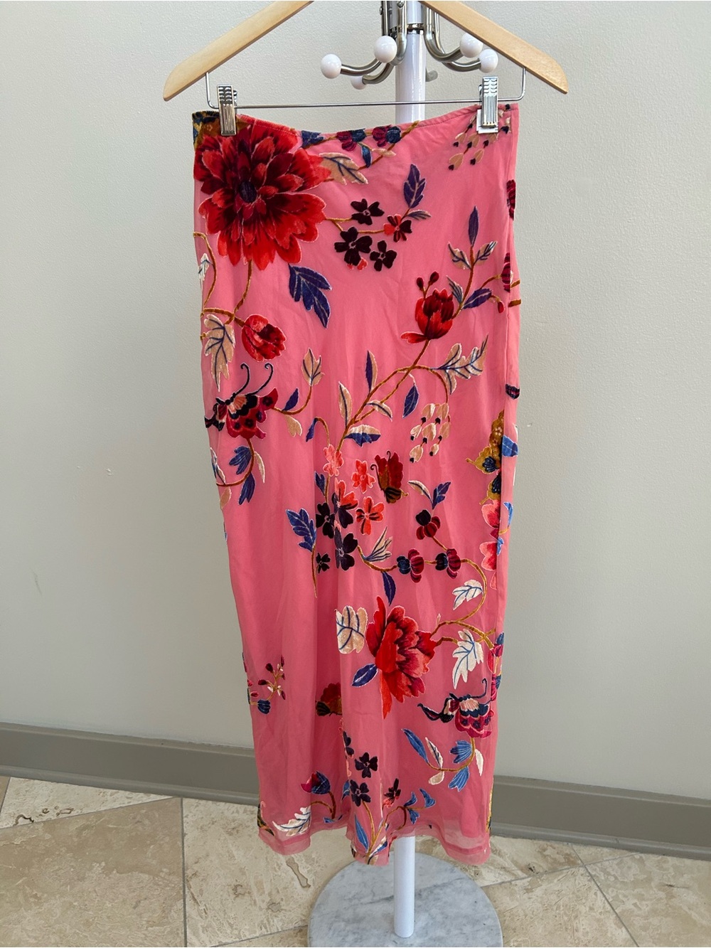 Free People Secret Garden Midi Skirt Velvet Flowers
